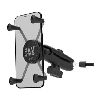 RAM Mounts X-Grip Universalhalterung für Smartphones - Bis 114,3 mm Breite - Kurzer Verbindungsarm - Kugelbasis mit M6 x 60 mm Gewinde - B-Kugel (1 Zoll)