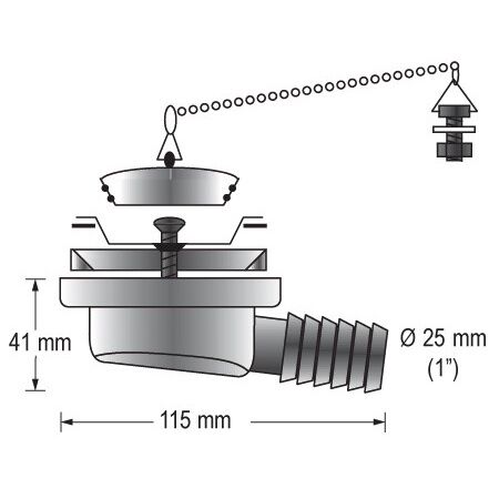 Barka Waschbecken-Auslass für 25mm extrem flach