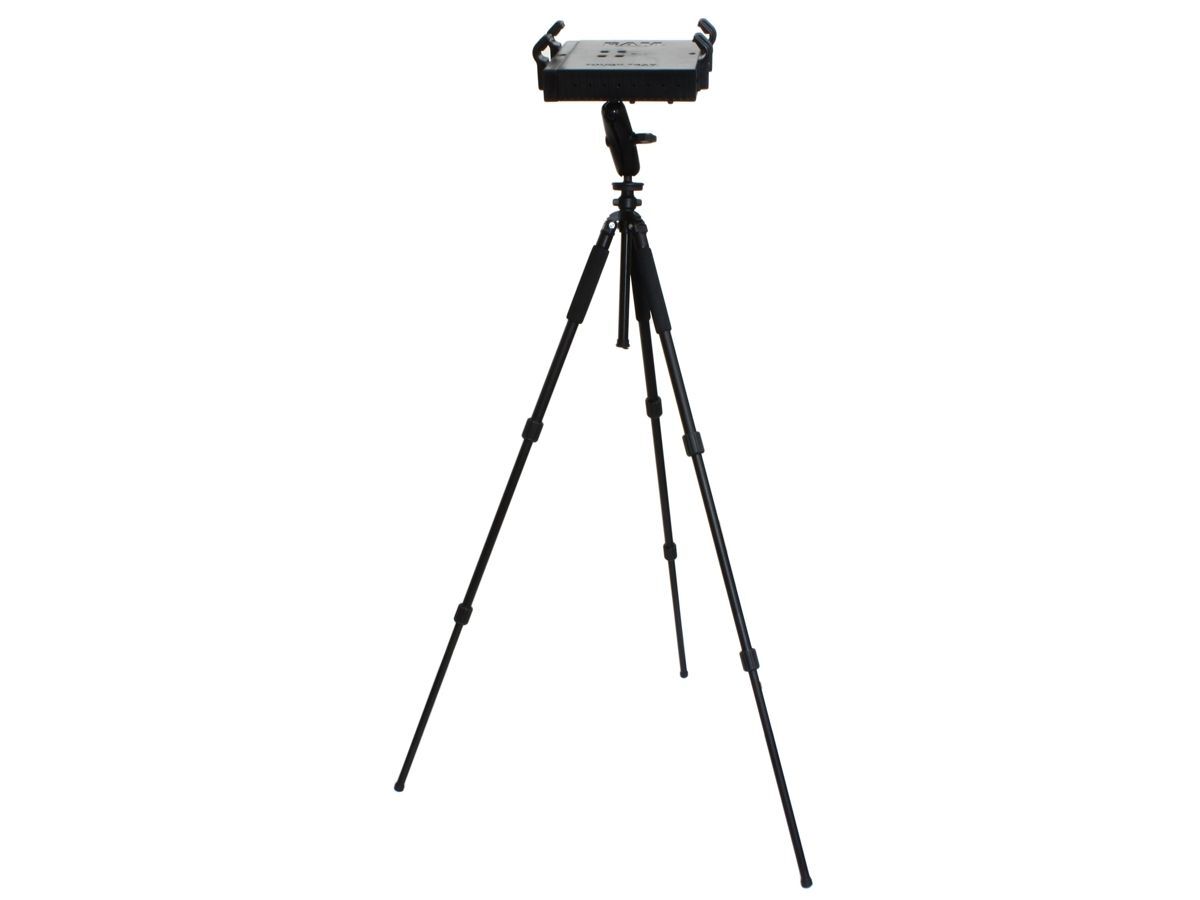 RAM Mounts Triple Teleskop-Ständer mit Tough Tray Halteschale - Höhe 535-1.470 mm einstellbar, mittlerer Verbindungsarm, runde Basisplatte (AMPS), C-K