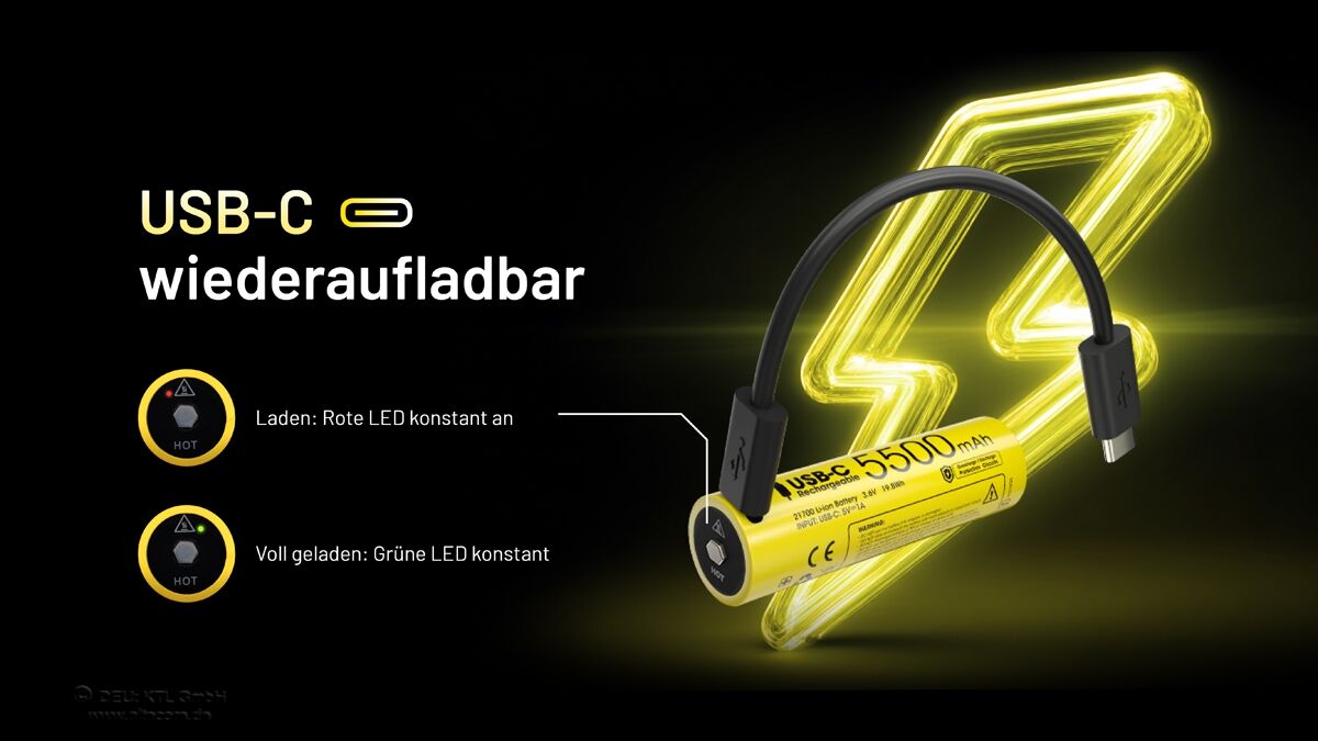 Nitecore 21700 Akku, USB-C, 5500mAH, NL2155HPR