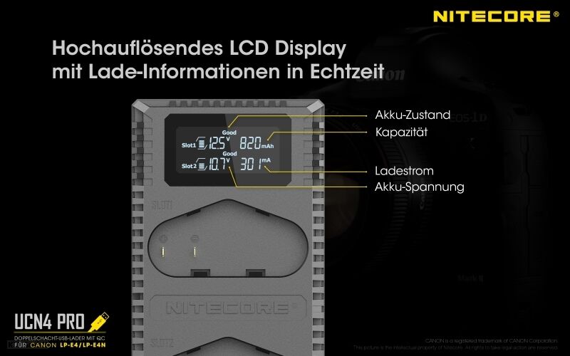 Nitecore UCN4 PRO - für Canon Cameras