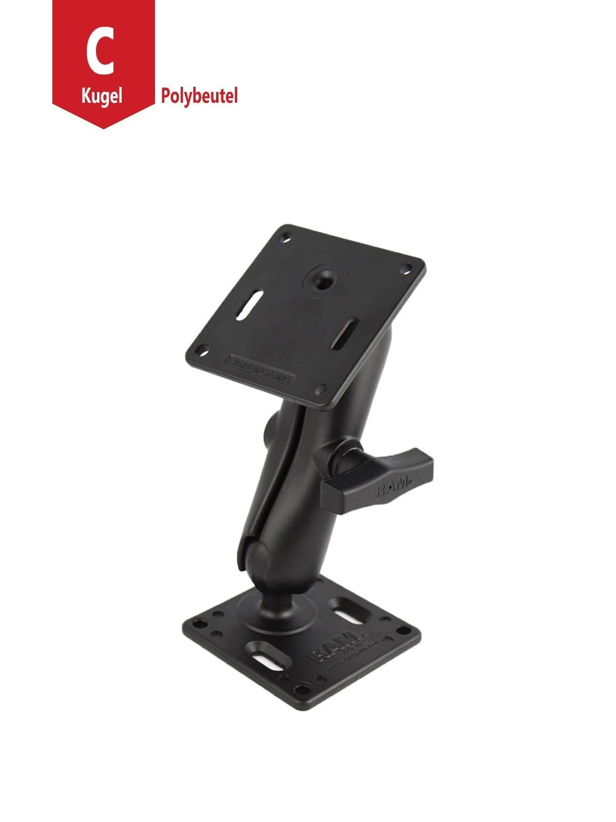 RAM Mounts VESA Aufbau-Set - 2x VESA-Platte (75x75 mm Lochraster), mittlerer Verbindungsarm, C-Kugel (1,5 Zoll), im Polybeutel