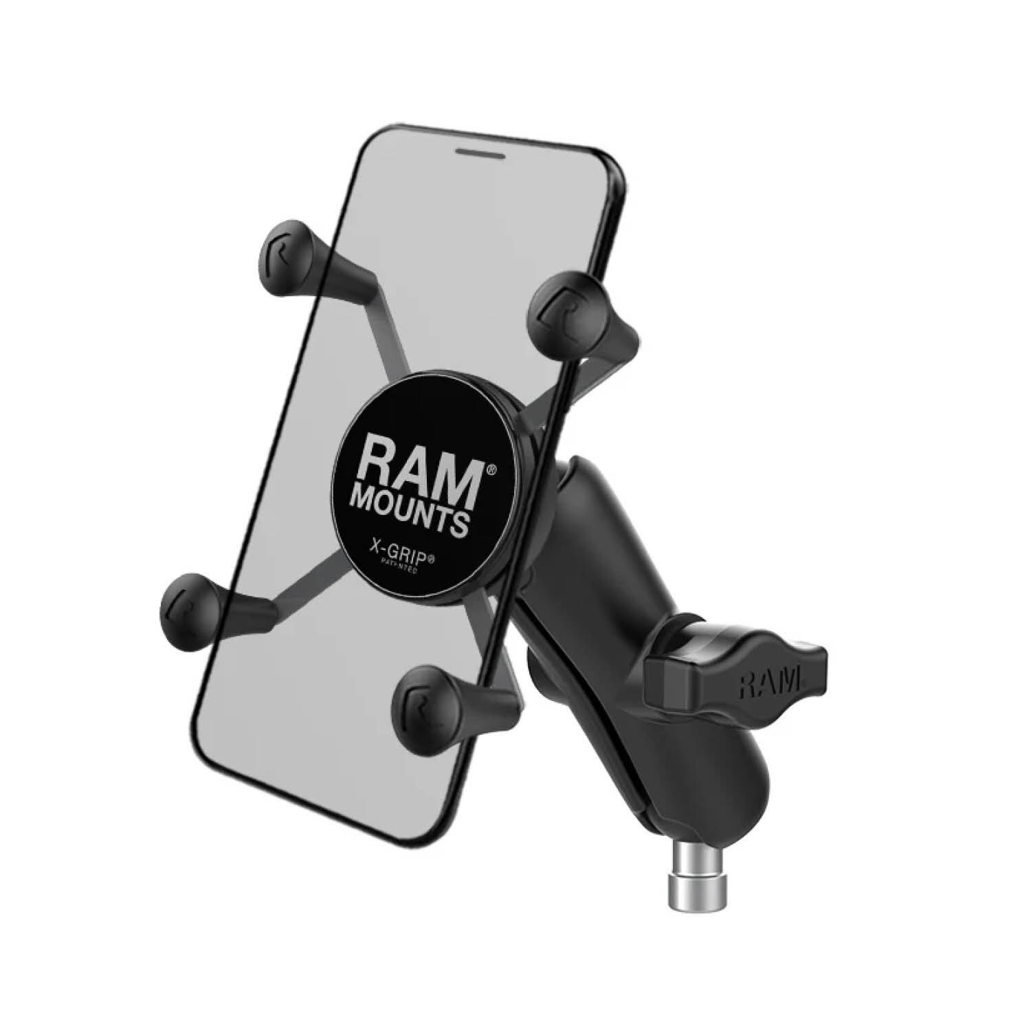 RAM Mounts X-Grip Motorrad-Halterung für Smartphones - Bis 82,55 mm Breite - Mittlerer Verbindungsarm - Kugel für Lenkerkopf mit M8-Schrauben - B-Kugel (1 Zoll) - Schrauben-Set