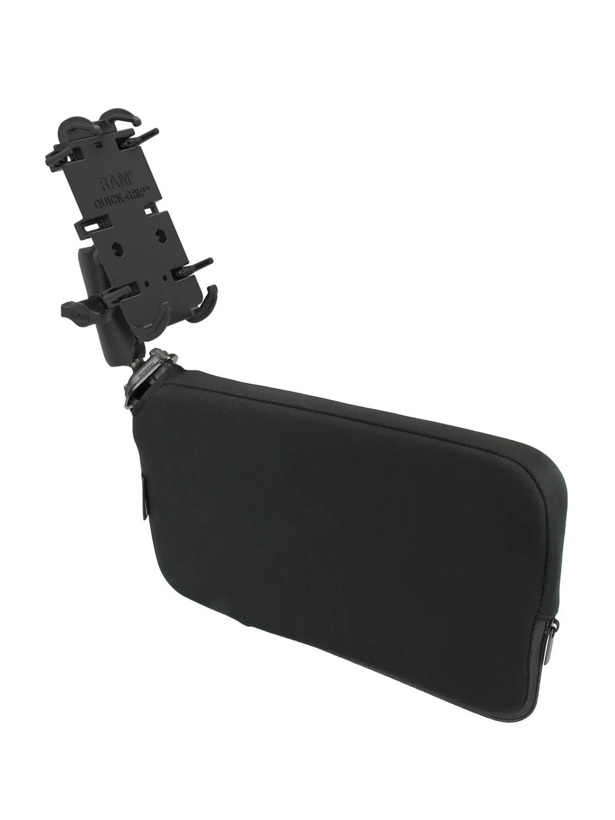 RAM Mounts Tough-Wedge Set mit Quick-Grip XL Universal-Halteschale - Zwischenraumpolster (ohne Pumpe) , B-Kugel (1 Zoll), mittlerer Verbindungsarm