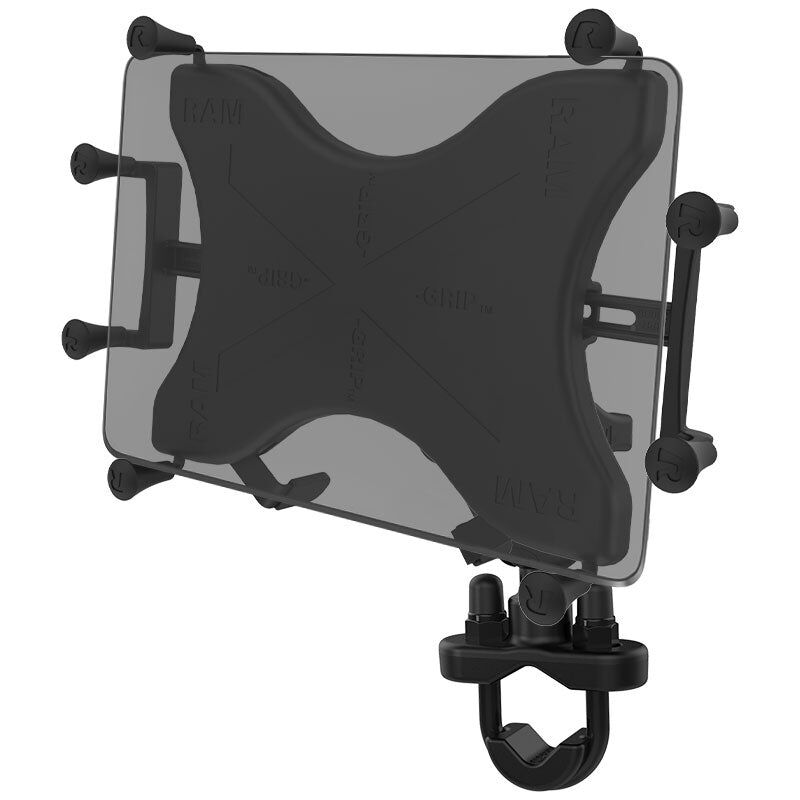 RAM Mounts X-Grip Lenker-Halterung für 9-11 Zoll Tablets - Runde Basiskugel - Mittlerer Verbindungsarm - U-Bügel Basis (Durchmesser 12,7 mm bis 31,75 mm) - B-Kugel (1 Zoll)
