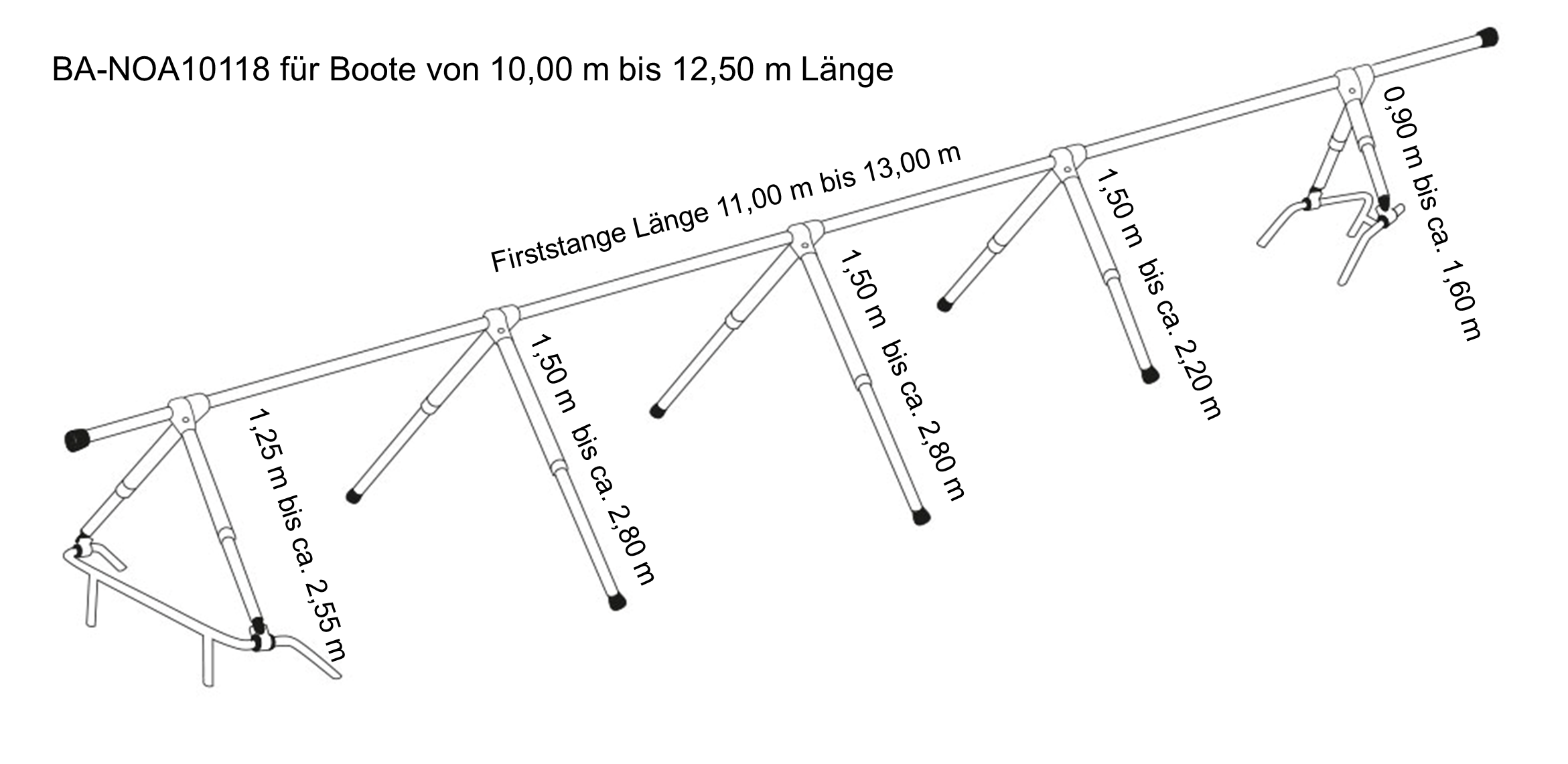 NOA Decksgestell für Abdeckplanen 11-13m Länge