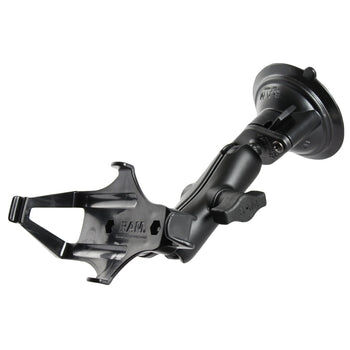 RAM Mounts Saugfuss-Halterung Garmin GPSMAP 176/196/276/296/395/495/496 - mittlerer Verbindungsarm, 2x Diamond-Basisplatte (Trapez), Halteschale, B-Ku