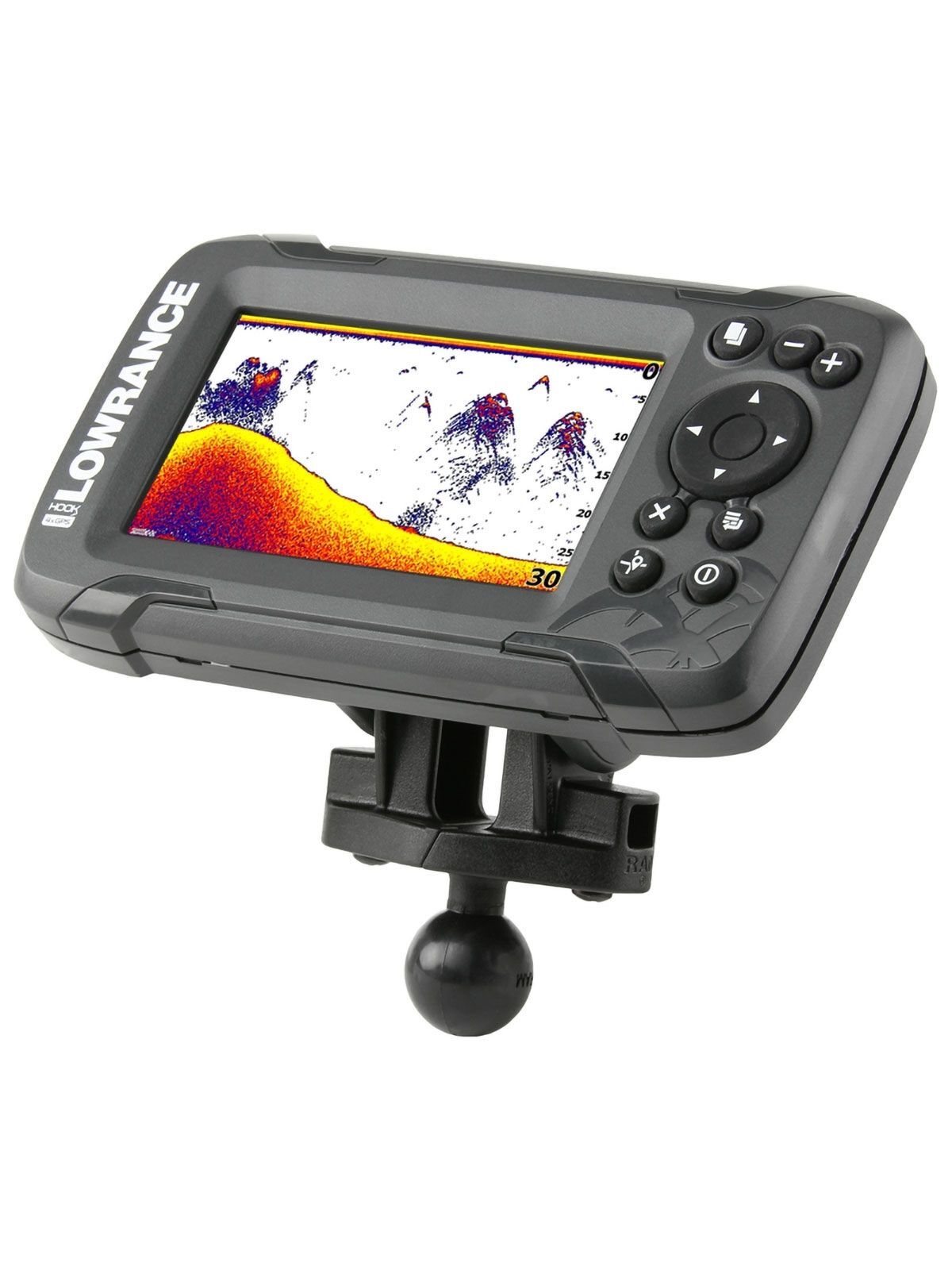 RAM Mounts Diamond-Basisplatte (Trapez) inkl. Lowrance Hook 2 Adapter - B-Kugel (1 Zoll)