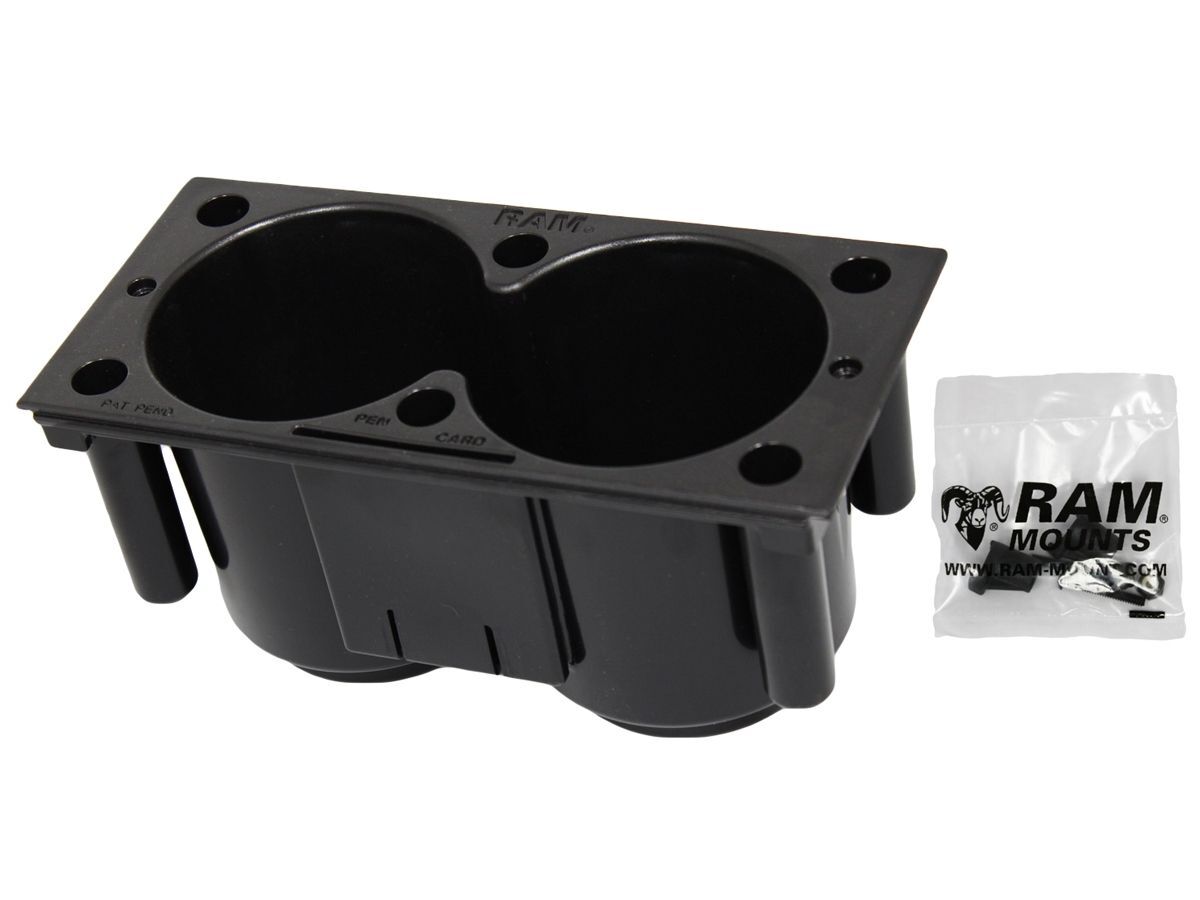 RAM Mounts Becherhalter für Tough-Box Fahrzeugkonsolen - Verbundstoff, 101,6 mm tief, Schrauben-Set
