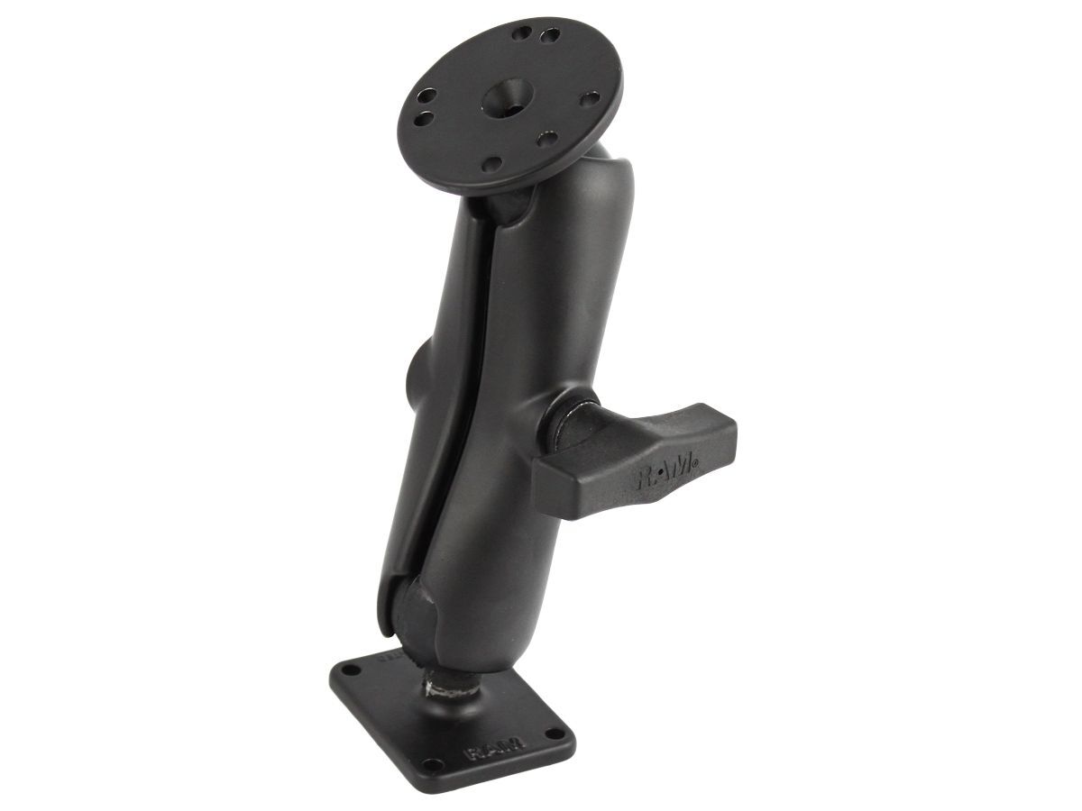 RAM Mounts Aufbau-Set - rechteckige Basisplatte (2x2,5 Zoll), mittlerer Verbindungsarm, runde Basisplatte (AMPS), C-Kugel (1,5 Zoll), im Polybeutel