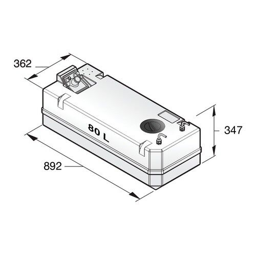 Vetus Dieseltank 80l kpl. 8mm Anschluß