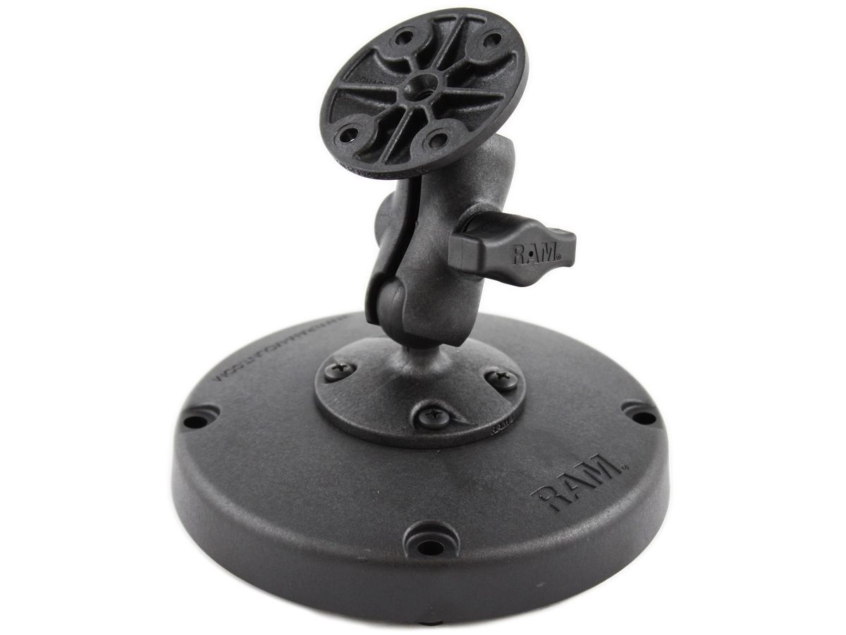 RAM Mounts Universal Desktop-Standhalterung - mit Standfuss, 2x runde Basisplatte, kurzer Verbindungsarm, B-Kugel (1 Zoll), im Polybeutel