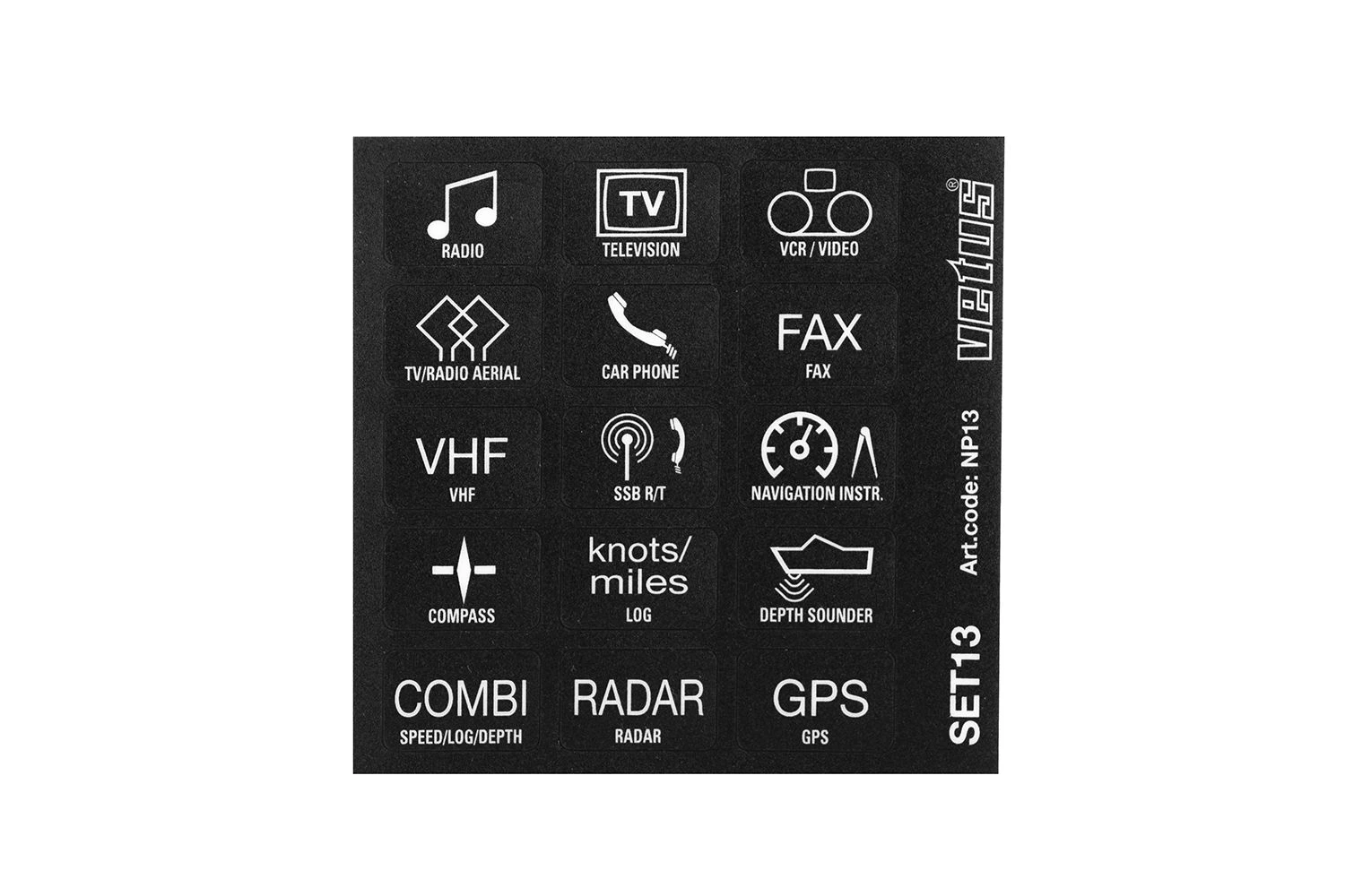 Vetus Aufkleber Set-Elektronik für Panel P6 P12