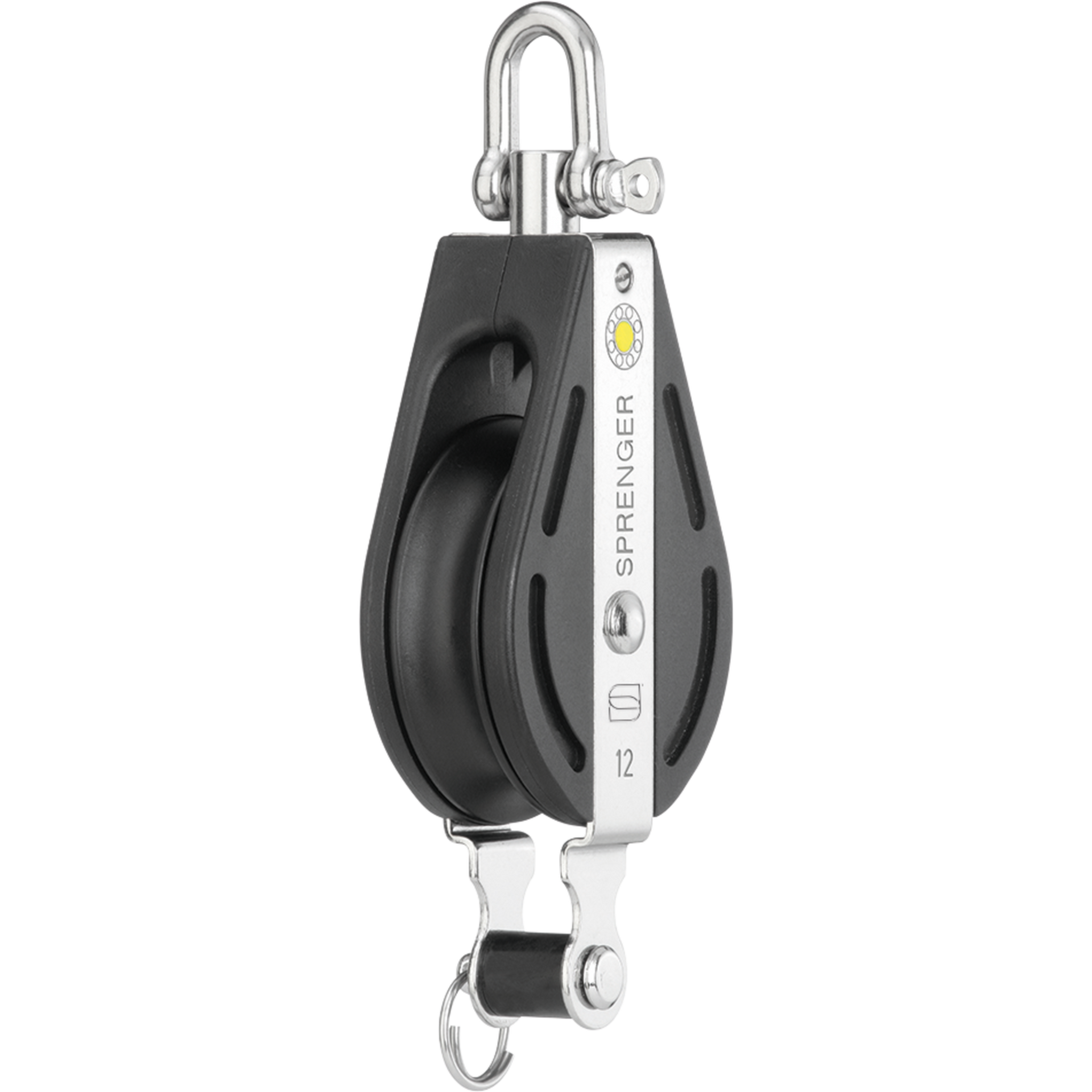 Sprenger 12mm S-Block Gleitlager 1 Rolle mit Wirbel und Hundsfott