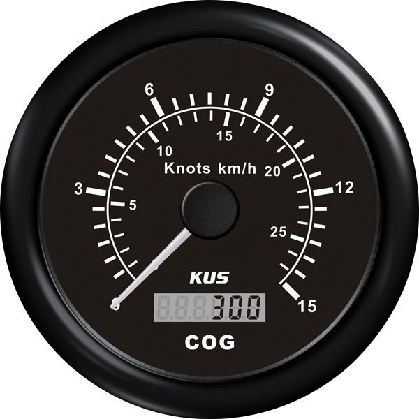 KUS Anzeige GPS Geschwindigkeit 0-15 Knoten D=85mm 12/24V