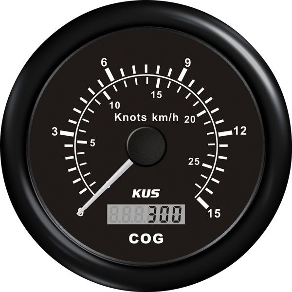 KUS Anzeige GPS Geschwindigkeit 0-15 Knoten D=85mm 12/24V KUS Anzeige GPS Geschwindigkeit 0-15 Knoten D=85mm 12/24V