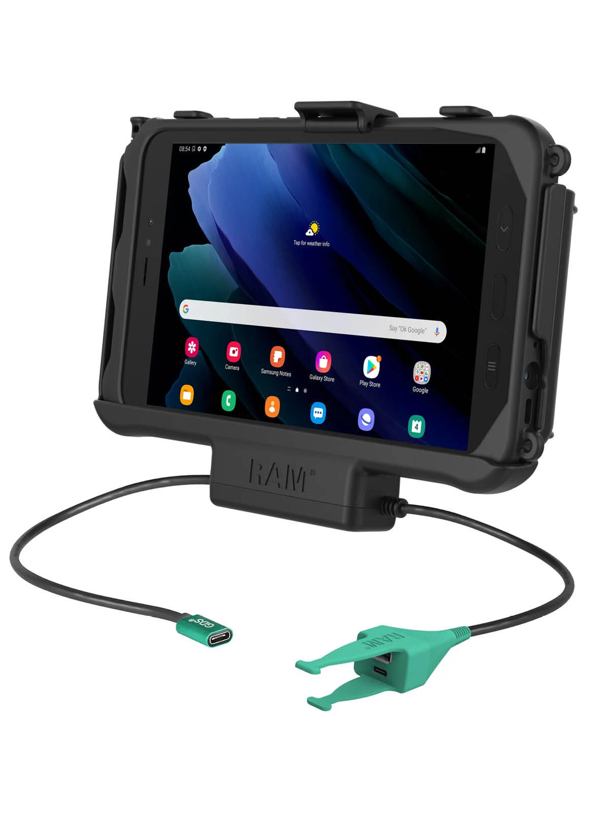 RAM Mounts EZ-Roll'r Halteschale für Samsung Tab Active3 & Active5 - In OEM/RAM Schutzhülle - USB-C & Dual USB-C/A-Anschluss
