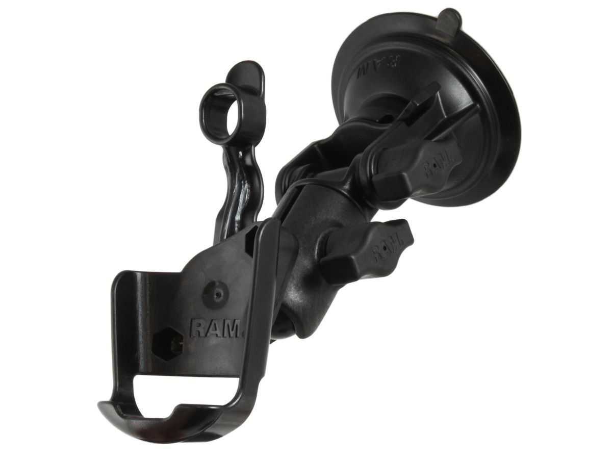 RAM Mounts Verbundstoff Saugfuss-Halterung Garmin GPS 60er Serie - Ocatagon-Verbindungsarm mit Drehgelenk, Diamond-Basisplatte (Trapez), Halteschale,