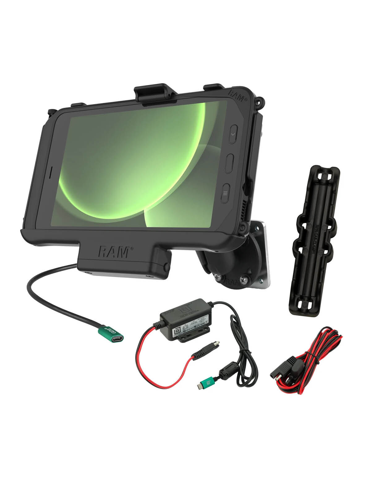 RAM Mounts EZ-Roll'r Fahrzeug-Ladestation für Samsung Tab Active5 & 3 - C-Kugel (1,5 Zoll), USB-C Eingang