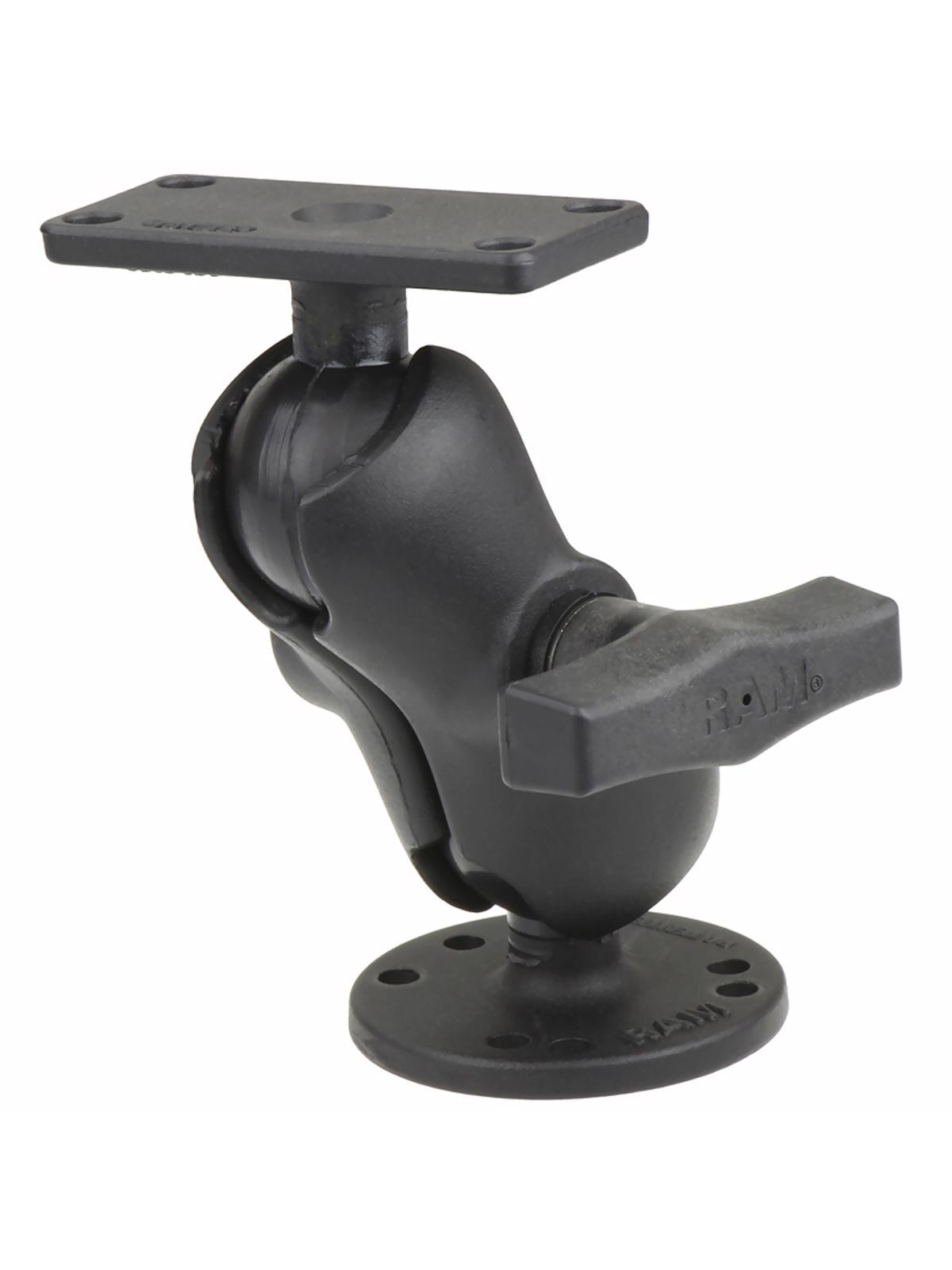 RAM Mounts Aufbau-Set - runde Basisplatte (AMPS), kurzer Verbindungsarm, rechteckige Basisplatte (1,5 x 3 Zoll), C-Kugel (1,5 Zoll), im Polybeutel