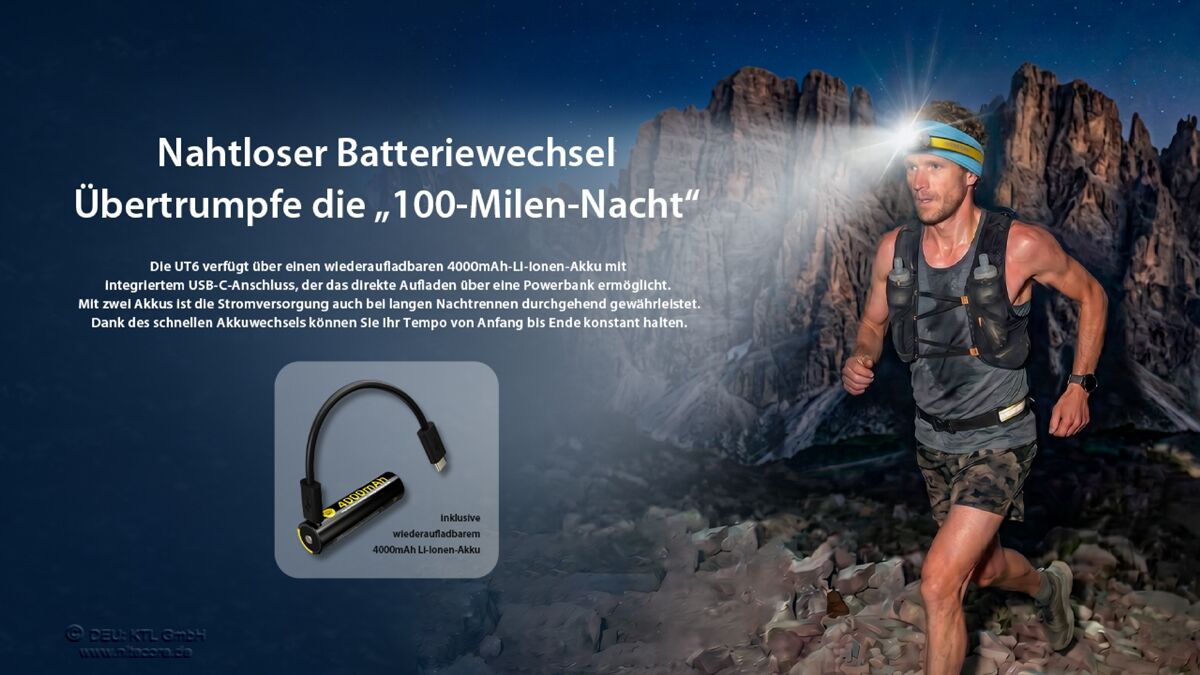 Nitecore UT6 - 1600 Lumen, NL1840R, schwarz