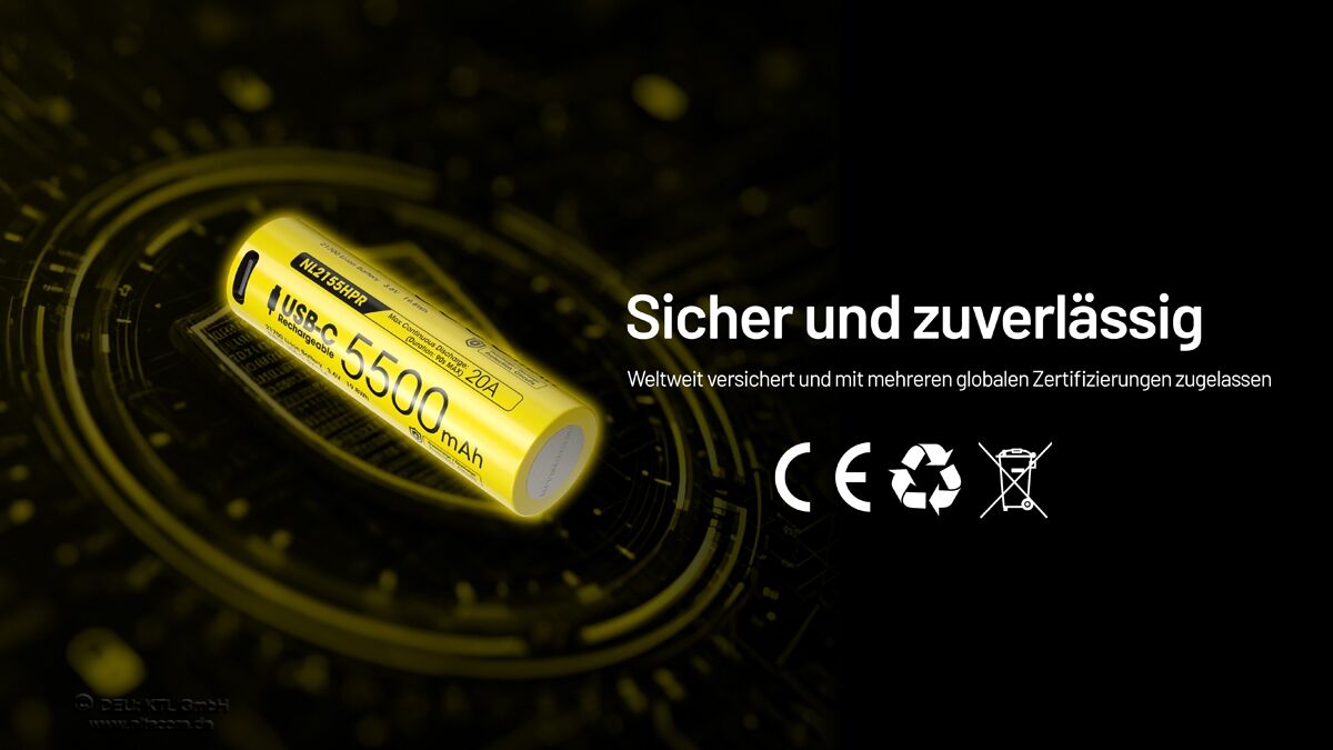 Nitecore 21700 Akku, USB-C, 5500mAH, NL2155HPR