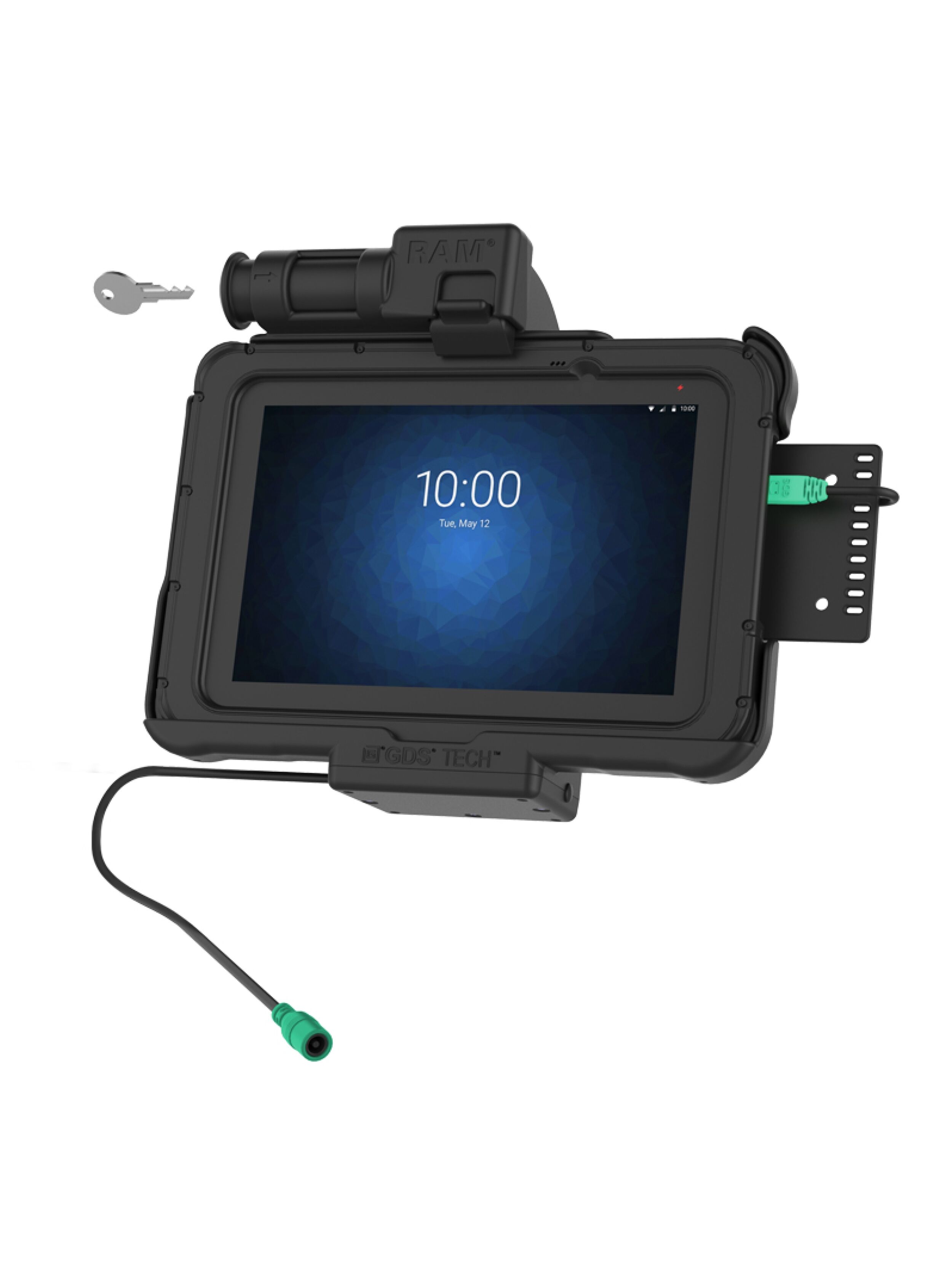 RAM Mounts Form-Fit Halteschale (Schlüsselverriegelung) für Zebra ET5x 8.3“ & 8.4“ Serie - In Rugged Boot - 5.5mm DC-Anschluss