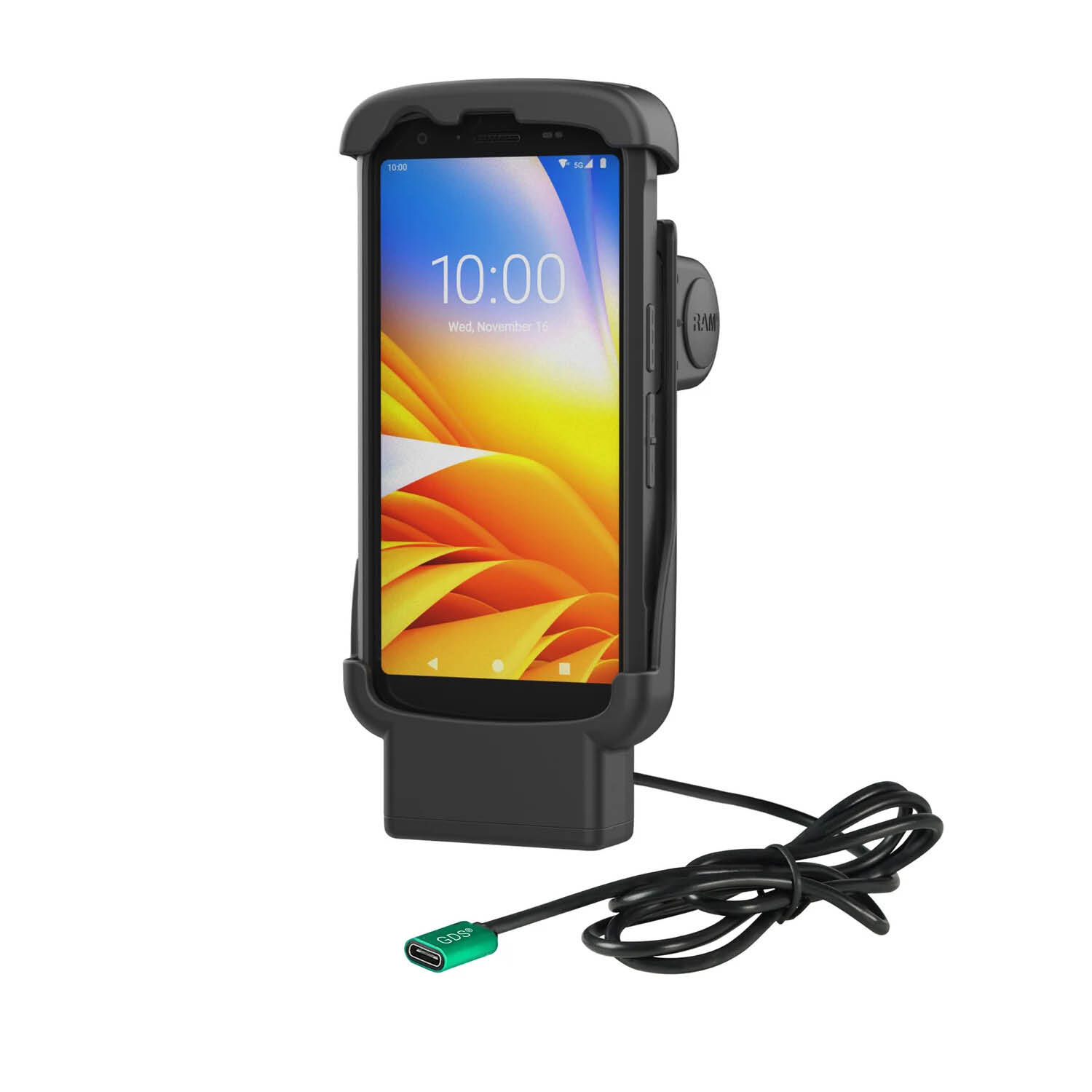RAM Mounts Form-Fit Halteschale für Zebra TC22 & TC27 - In Rugged Boot - USB-C-Anschluss - 2-Loch AMPS