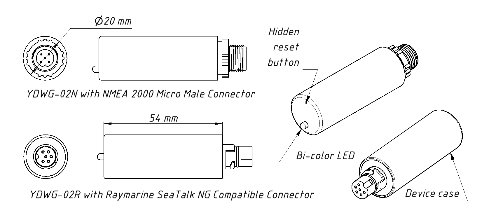 ydwg_drawing Yacht Devices Wi-Fi Gateway YDWG-02