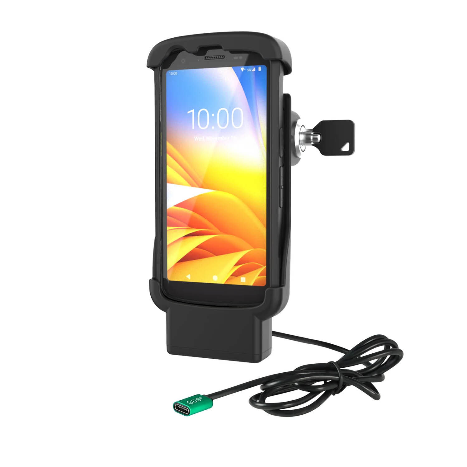 RAM Mounts Form-Fit Halteschale (Schlüsselverriegelung) für Zebra TC22 & TC27 - In Rugged Boot - USB-C-Anschluss - 2-Loch AMPS