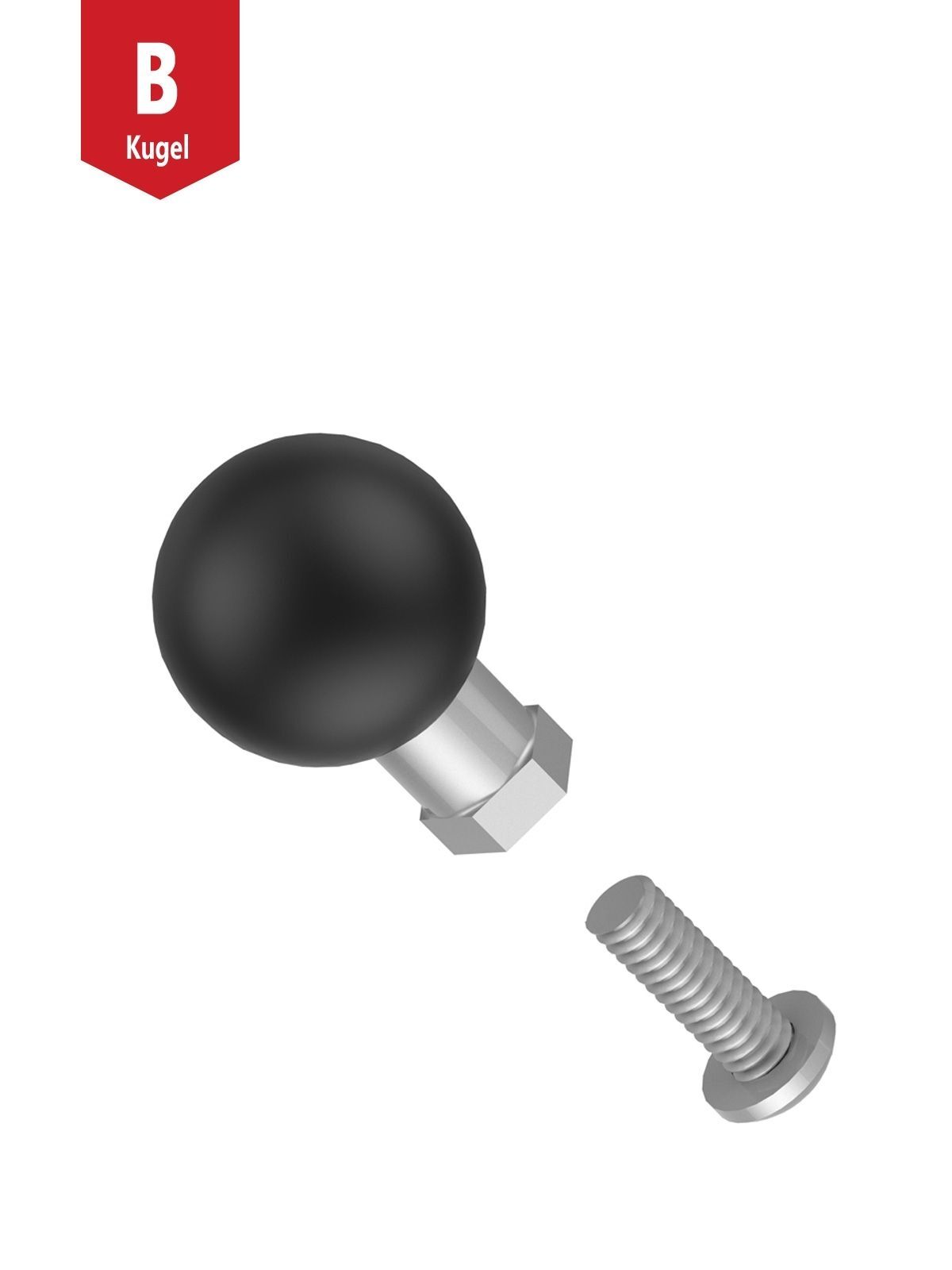 RAM Mounts Kugel mit 1/4"-20 Innengewinde für große Torque Rohrschellen - B-Kugel (1 Zoll), für Rohe mit 38,1 - 50,8 mm Durchmesser, im Polybeutel