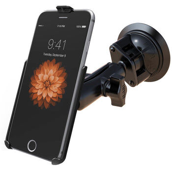 RAM Mounts Saugfuss-Halterung Apple iPhone 6 PLUS - mittlerer Verbindungsarm, 2x Diamond-Basisplatte (Trapez), Halteschale, B-Kugel (1 Zoll), im Polyb