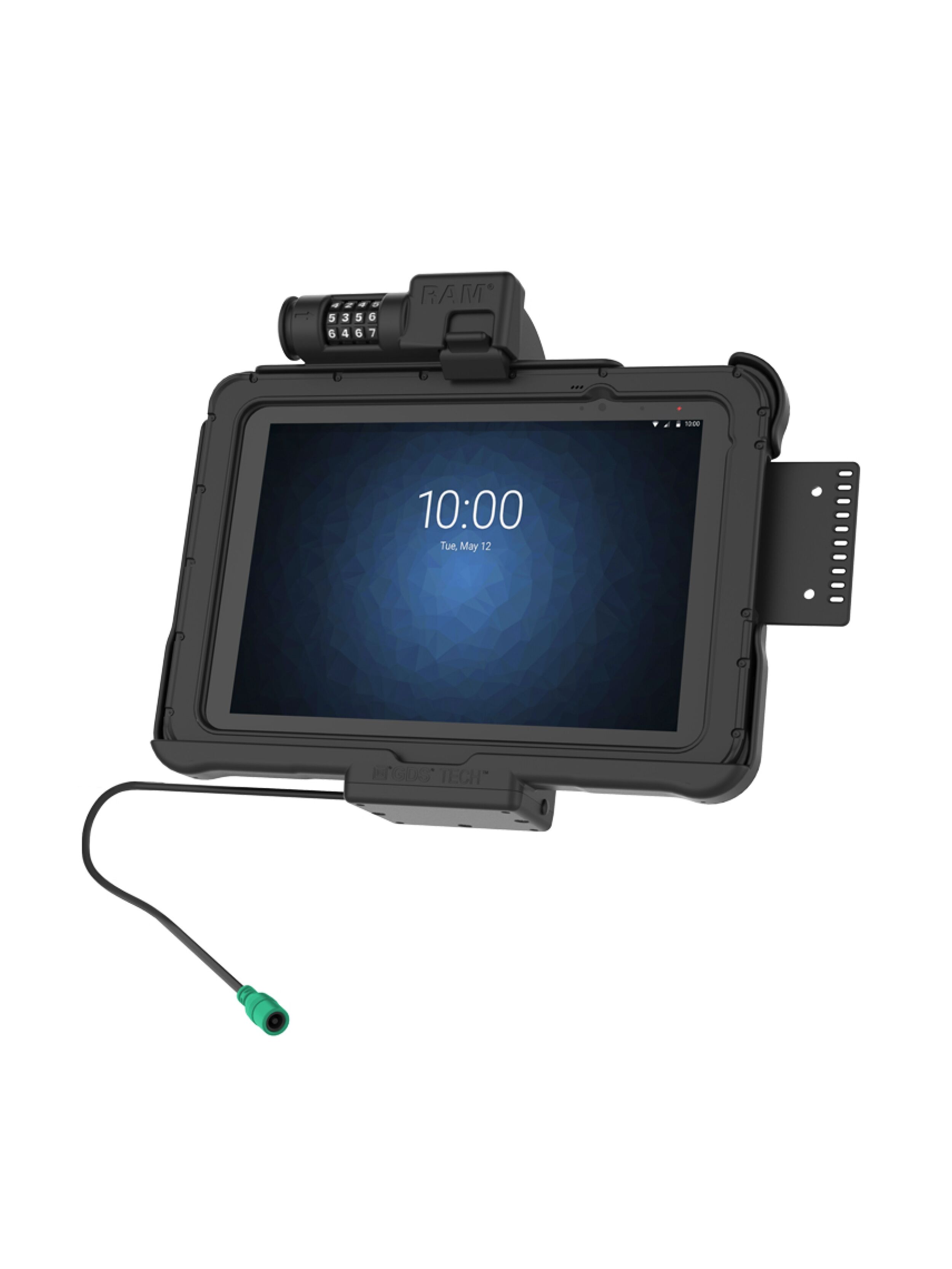 RAM Mounts Form-Fit Halteschale (Zahlenschloss) für Zebra ET5x 10.1“ Serie - In Rugged Boot - 5.5mm DC-Anschluss
