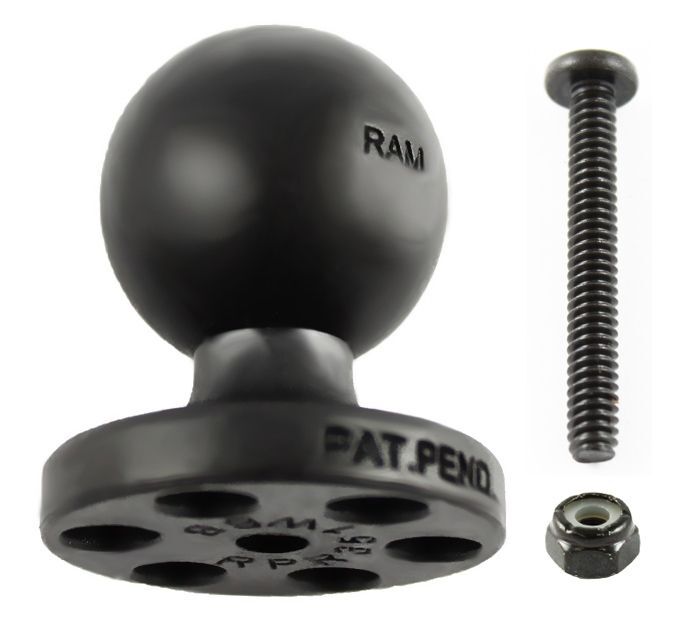 RAM Mounts Verbundstoff-Kugel für Stack-N-Stow Ablagefächer (Angelzubehör) - B-Kugel (1 Zoll), Schraube, Mutter, im Polybeutel