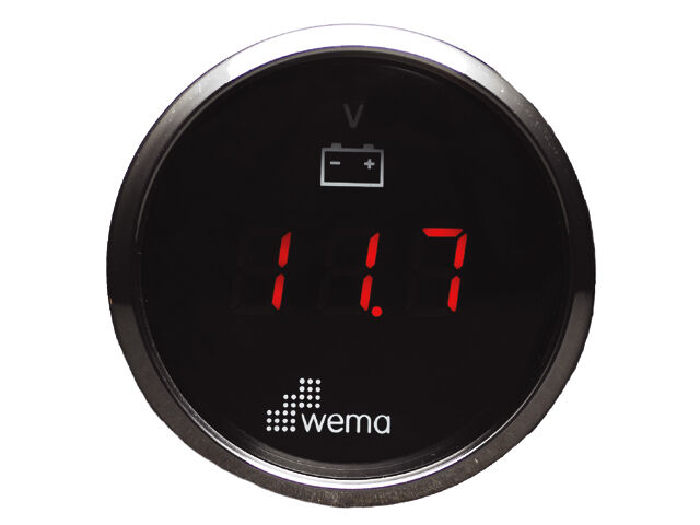 WEMA Anzeige Edelstahlring Voltmeter schwarz