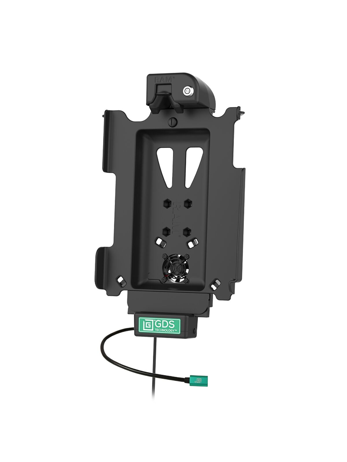 RAM Mounts GDS Cool-Dock Halteschale (Schlüsselverriegelung) für Apple iPad 10. & 11. Gen, Pro 11" (M4), Air 11" (M2 & M3) - In IntelliSkin Next-Gen Schutzhülle - Mit Lüfter - USB-C Anschluss