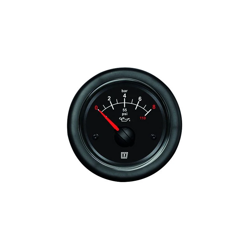 Vetus Öldruckanzeige, schwarz, 12/24 Volt