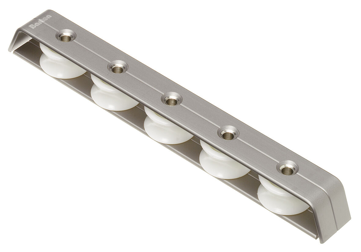 Deckumlenkblock gleitl. 32mm, Seil 12mm, 5 Rollen, silber