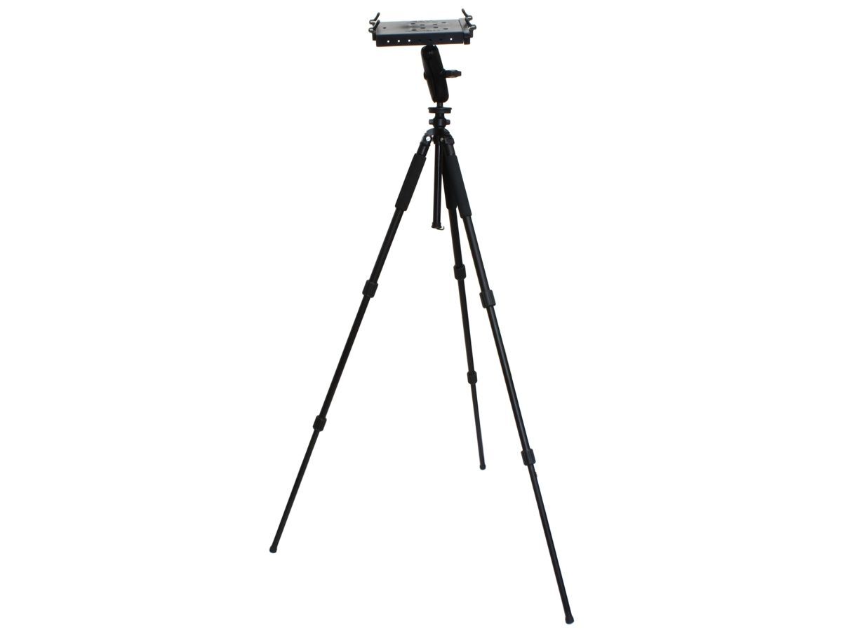 RAM Mounts Triple Teleskop-Ständer mit Tough Tray II Halteschale - Höhe 535-1.470 mm einstellbar, mittlerer Verbindungsarm, runde Basisplatte (AMPS),
