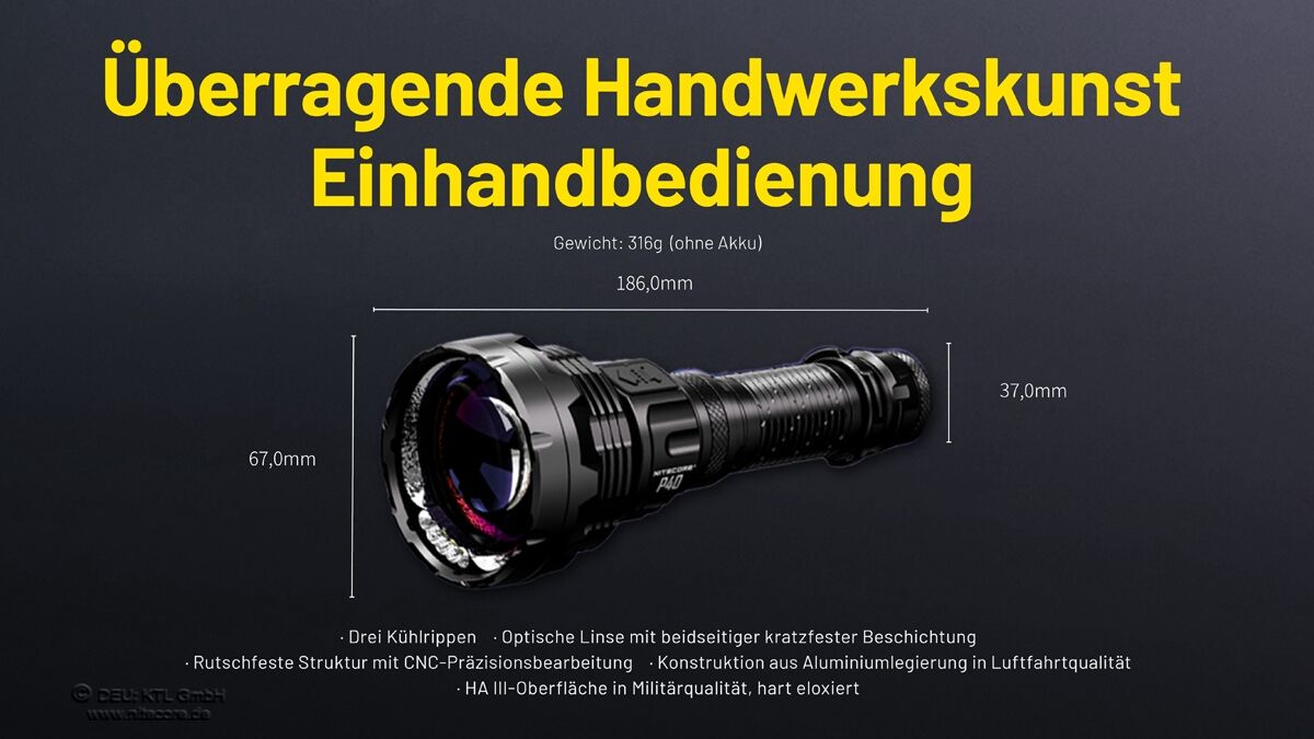Nitecore P40 - LEP-Laser Lampe, 2000 Lumen