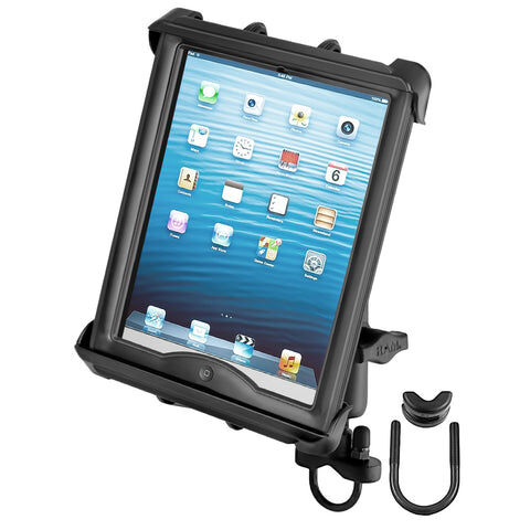 RAM Mounts Lenker-/Rohr-Halterung 10 Zoll Tablets - B-Kugel (1 Zoll), Rohr-Klemme, mittlerer Verbindungsarm, Tab-Tite Halteschale