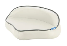 Vetus Bootsitz Private in Creme mit grauer Keder und blauer Lasche vor weißem Hintergrund