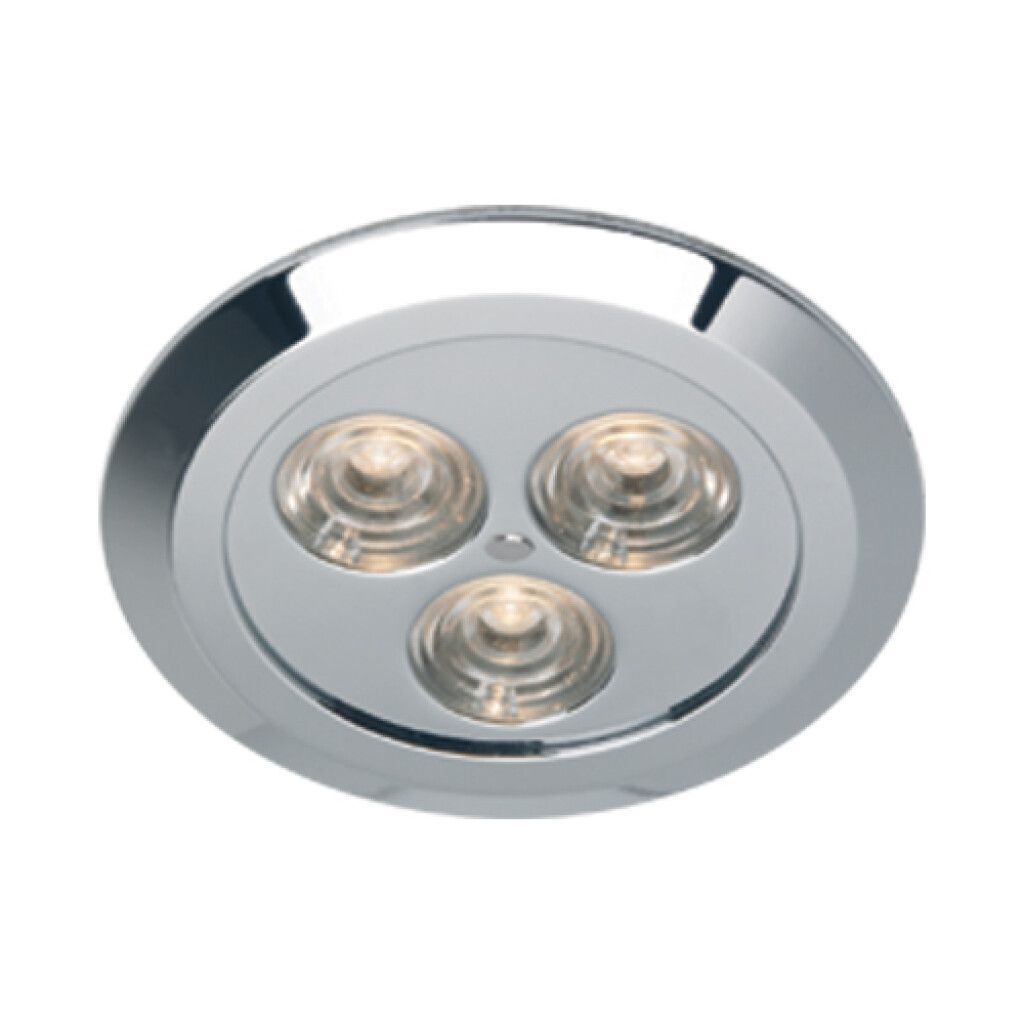 LED-Einbauleuchte EB12-2 (Master), chrom-glanz, 3x1 W, DC 10-30V, incl. Dimmer, ww, m. Linsen 25°