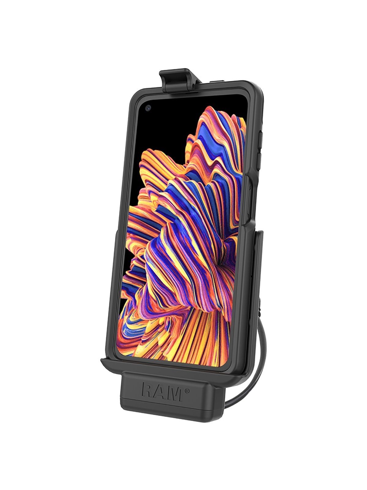 RAM Mounts EZ-Roll'r Form-Fit Halteschale für Samsung Galaxy XCover Pro - In OtterBox uniVERSE Schutzhülle - USB-A-Anschluss