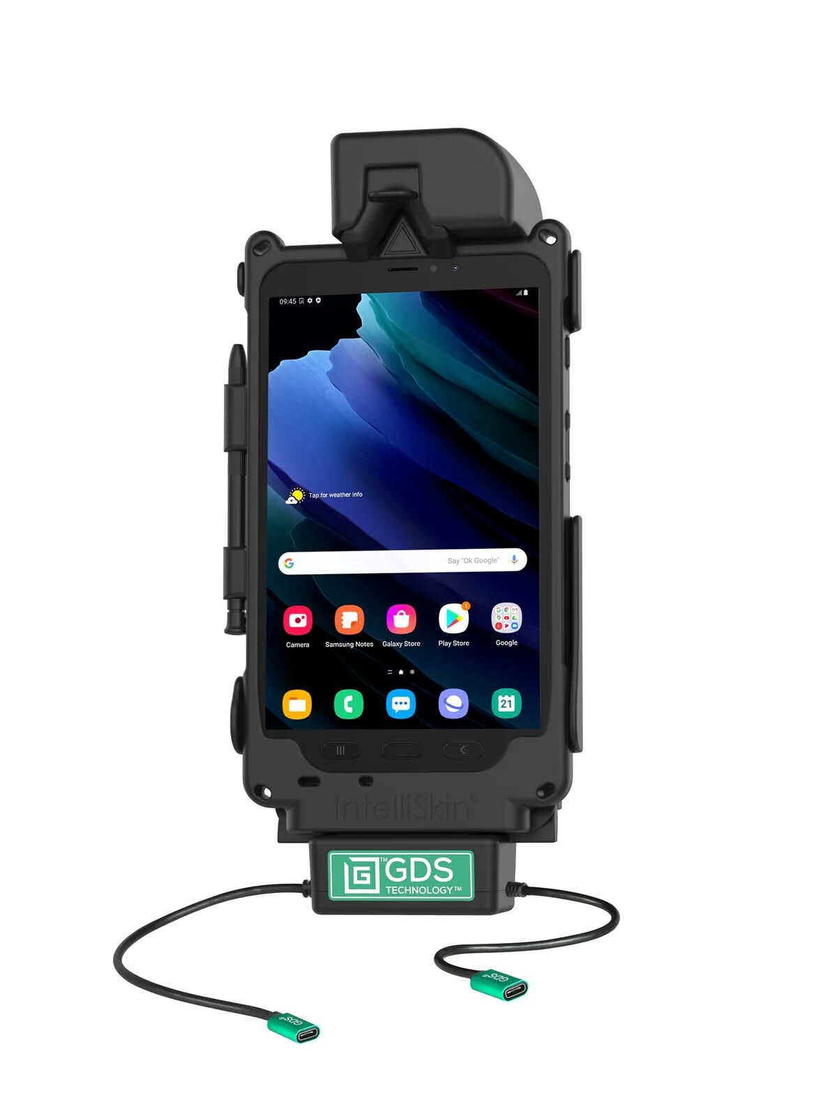 RAM Mounts GDS Tough-Dock Halteschale (Schnappverschluss) für Samsung Tab Active3 & Active5 - in IntelliSkin Next Gen Schutzhülle - Dual USB-C-Anschluss