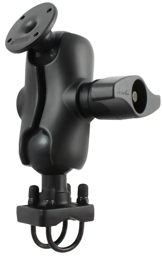 RAM Mounts Set für Stangen/Rohre - Doppel-Klemmschelle (19,1-31,8 mm Durchmesser), kurzer Verbindungsarm, runde Basisplatte (61,7 mm Durchmesser), D-K