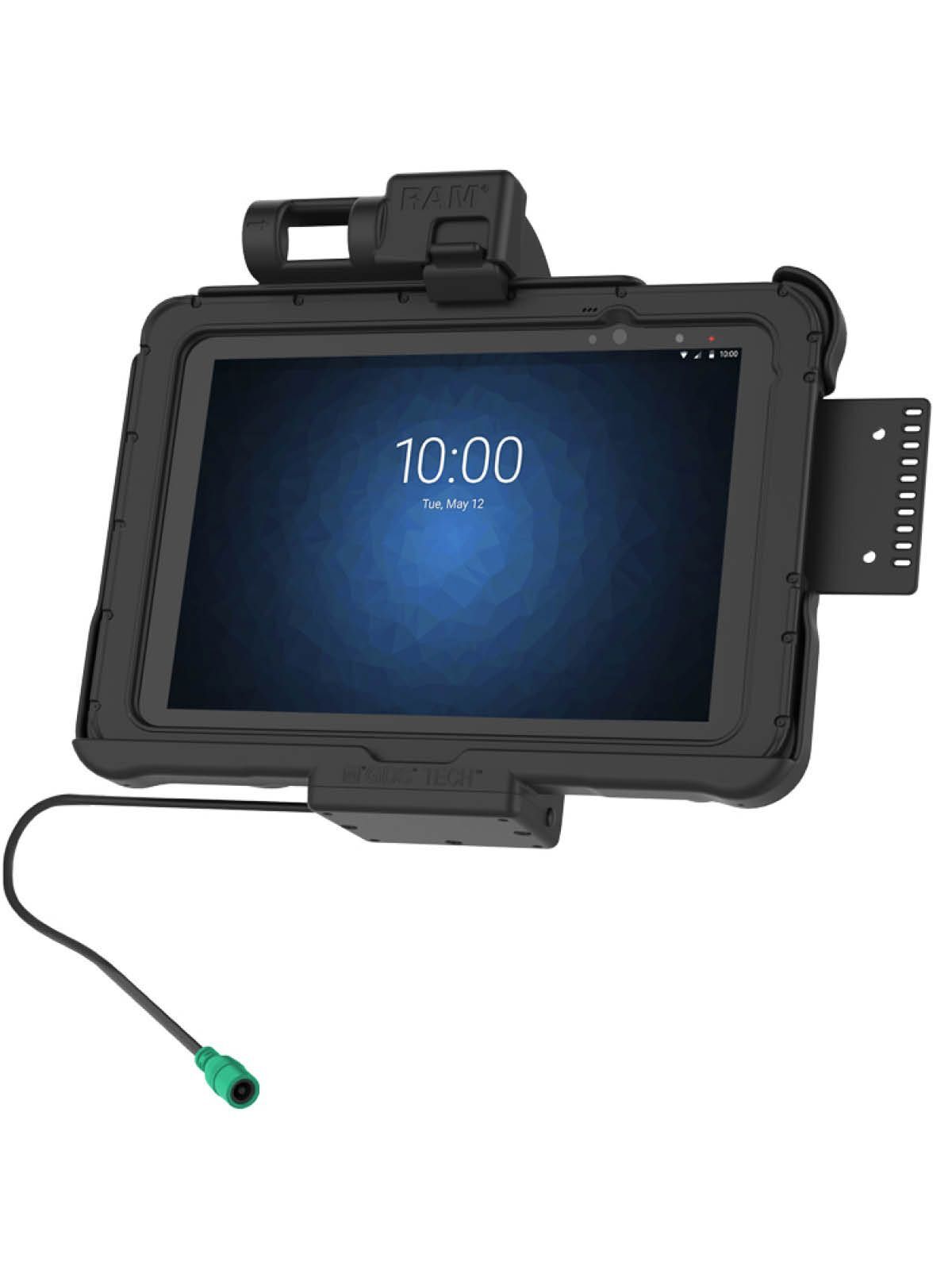 RAM Mounts Form-Fit Halteschale (Schnappverschluss) für Zebra ET5x (10.1“) Serie -  Mit Rugged Boot - 5.5mm DC-Anschluss