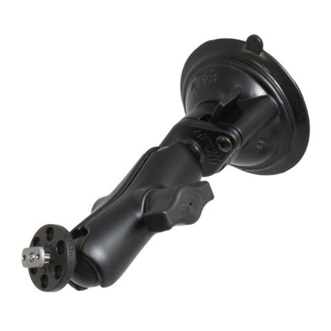 RAM Mounts Saugfuss-Set mit T-Slot-Anbindung - Diamond-Basisplatte (Trapez), mittlerer Verbindungsarm, Kugel mit T-Slot, B-Kugel (1 Zoll), im Polybeut