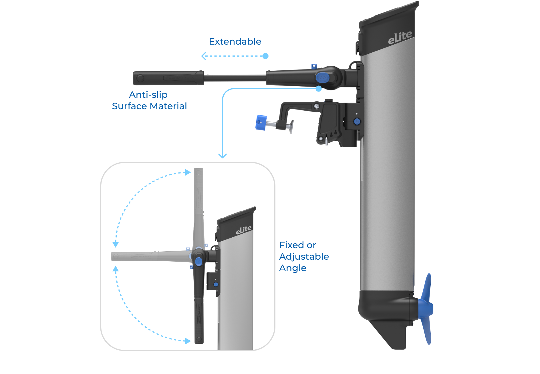 ePropulsion eLite Elektromotor mit integriertem Akku und Langschaft