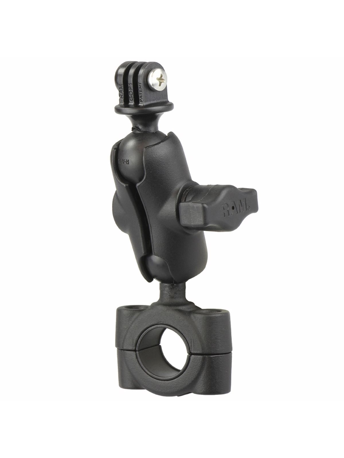 RAM Mounts GoPro Torque-Kamerahalterung (kurz) - mit Torque-Basis (19-25 mm Durchmesser), B-Kugel (1 Zoll), im Polybeutel
